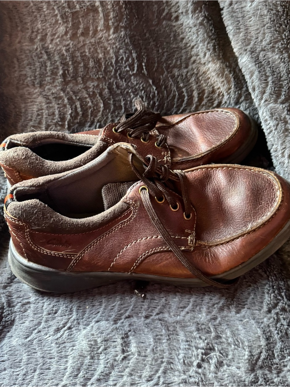 Clarks Brown Leather Lace-Up Derby Shoes